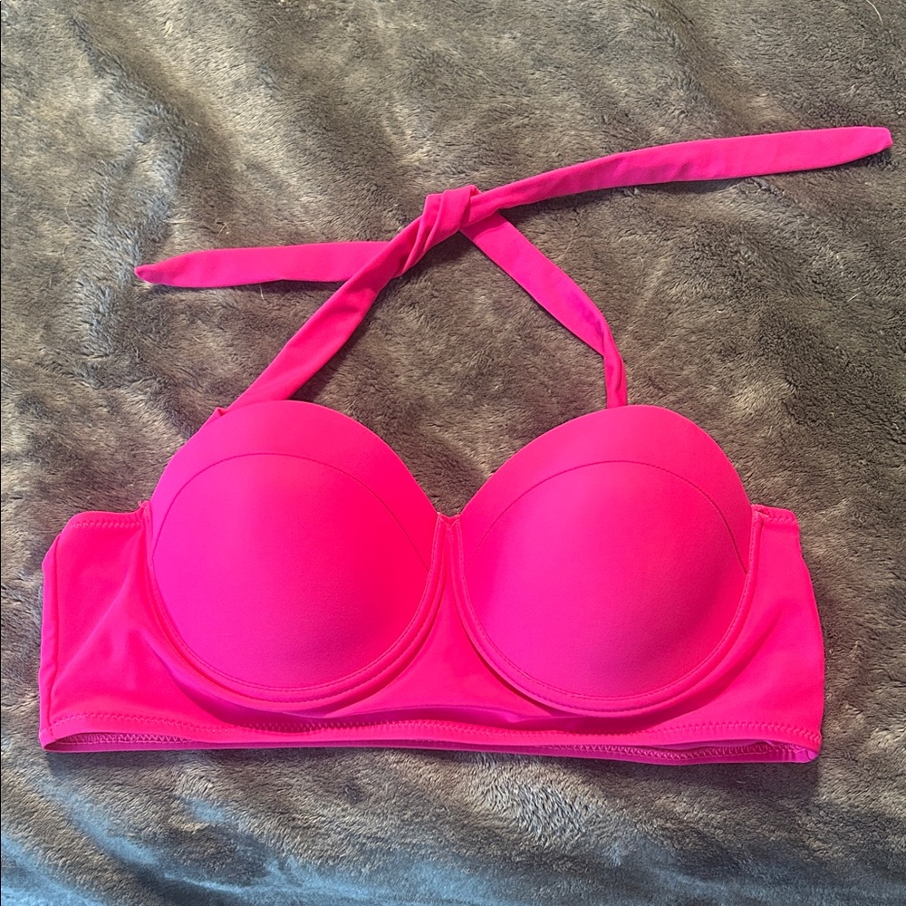 Vibrant Pink Halter Bikini Top L